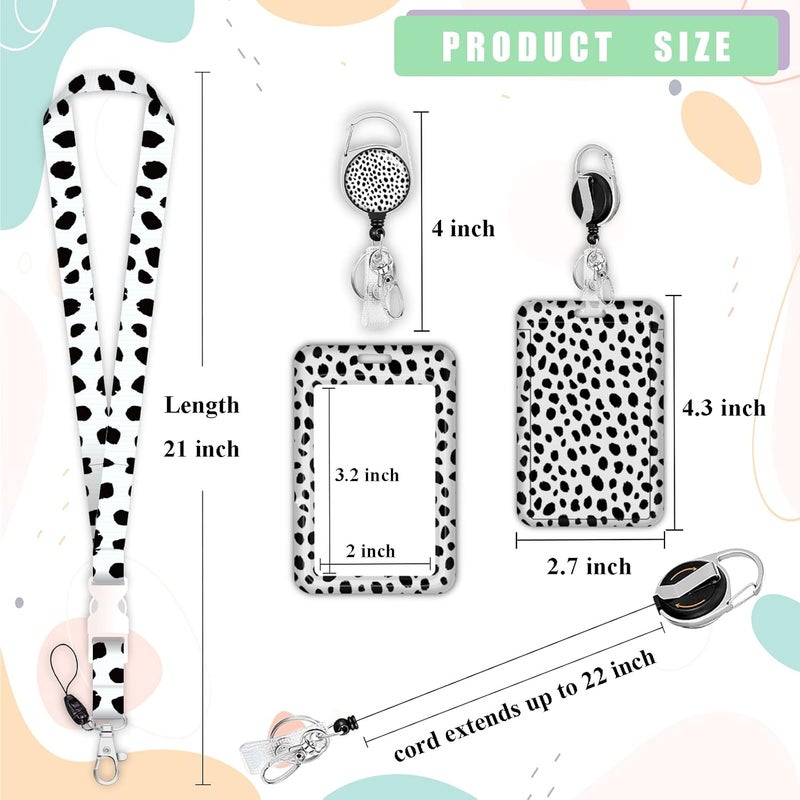 Boutilon ID Badge Holder with Lanyard,Retractable ID Badge Card Holders Detachable Neck Lanyard Strap with Badge Reel and Vertical ID Holder for Nurse Students Teachers Office Staff(Polka Dot) - Image 5
